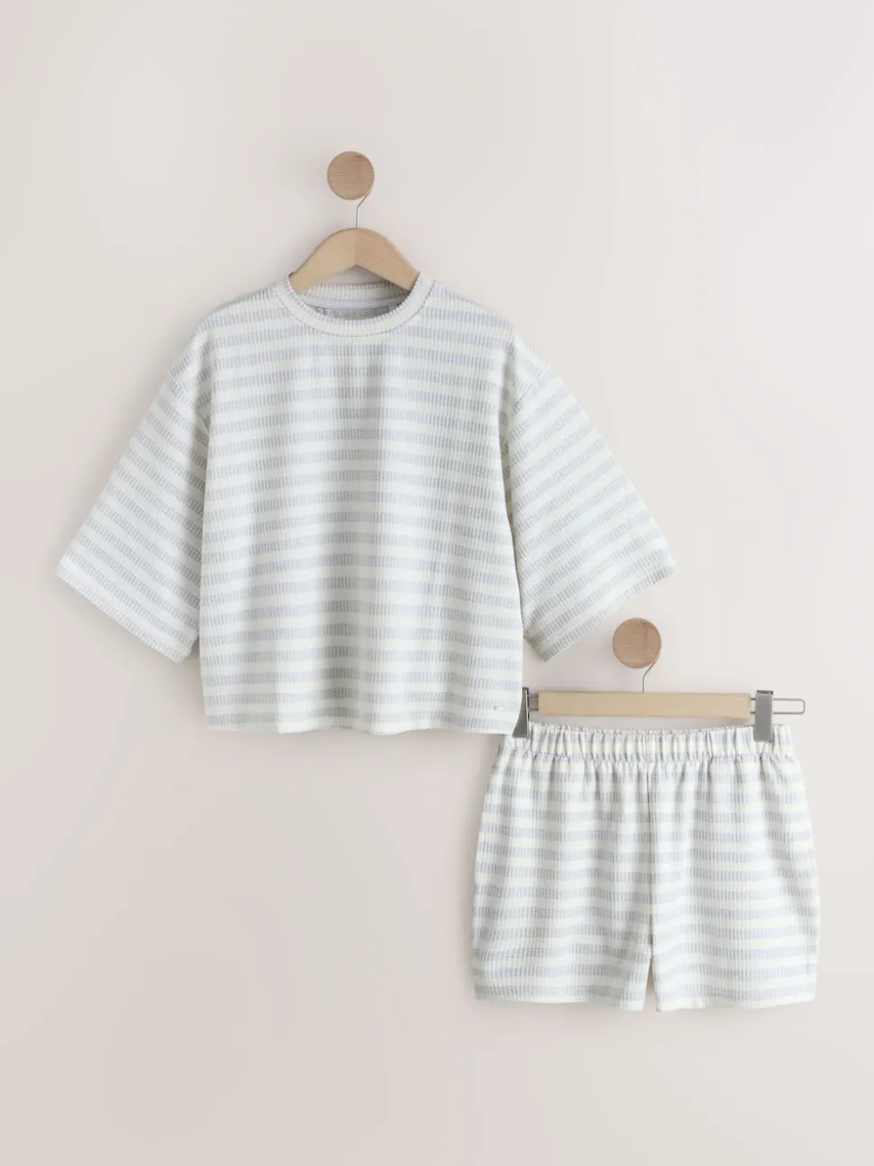 Grey Stripe Textured Short Pyjamas