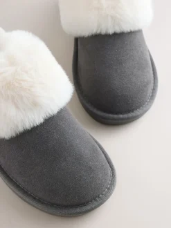 Grey Suede Shoot Slippers