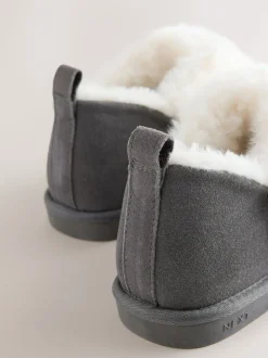 Grey Suede Shoot Slippers