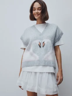 Grey Swan Scene Knitted Tank