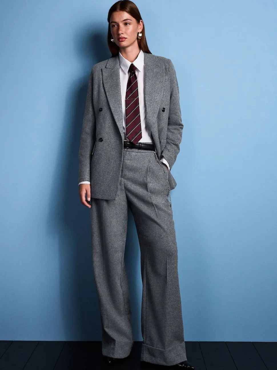Grey Tabitha Simmons X Next Wool Blend Double Breasted Blazer