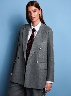 Grey Tabitha Simmons X Next Wool Blend Double Breasted Blazer