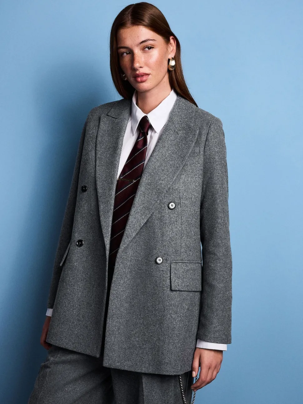 Grey Tabitha Simmons X Next Wool Blend Double Breasted Blazer