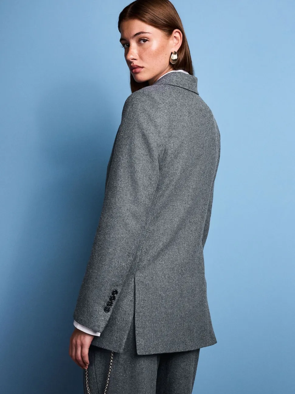 Grey Tabitha Simmons X Next Wool Blend Double Breasted Blazer