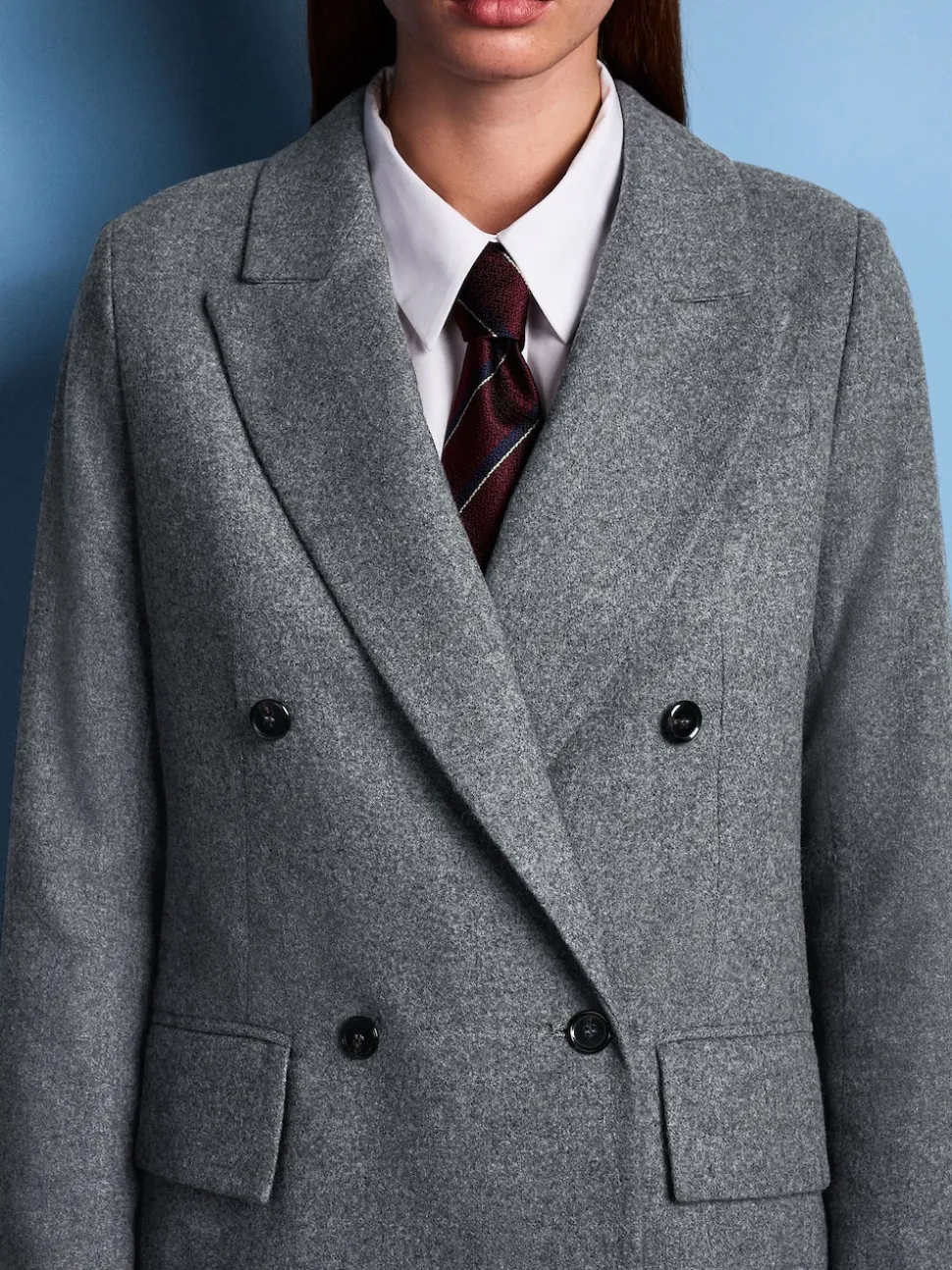 Grey Tabitha Simmons X Next Wool Blend Double Breasted Blazer