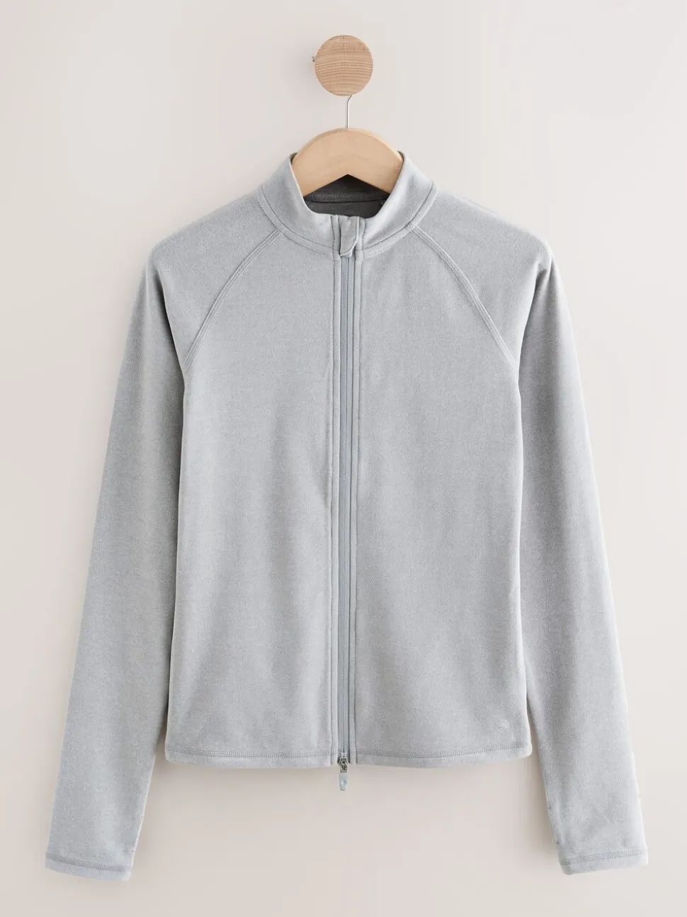 Grey Thermal Soft Touch Zip-Up Long Sleeve Top