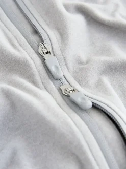 Grey Thermal Soft Touch Zip-Up Long Sleeve Top