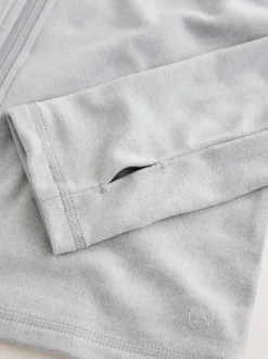 Grey Thermal Soft Touch Zip-Up Long Sleeve Top