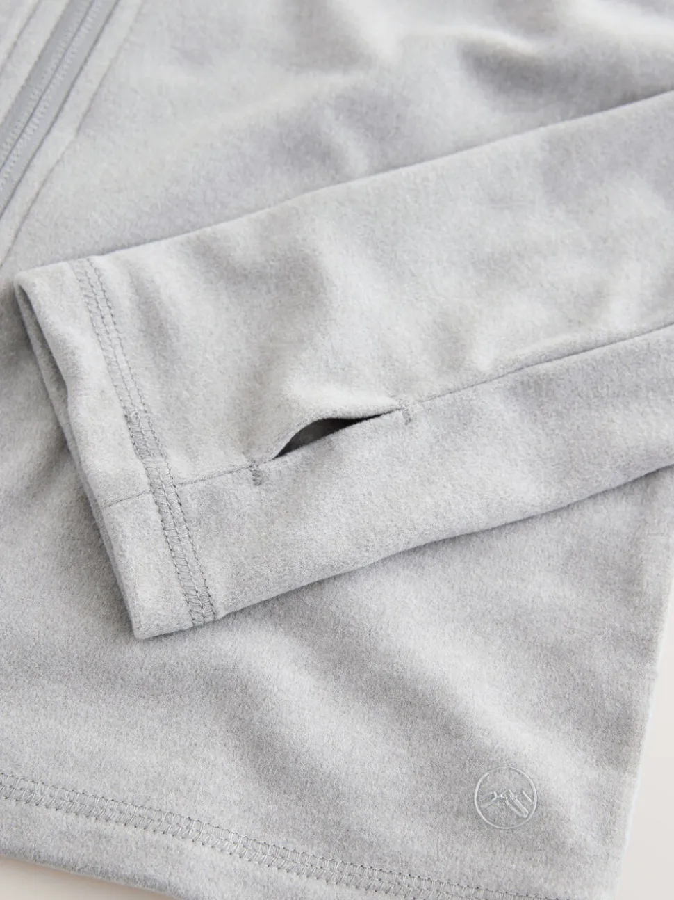 Grey Thermal Soft Touch Zip-Up Long Sleeve Top