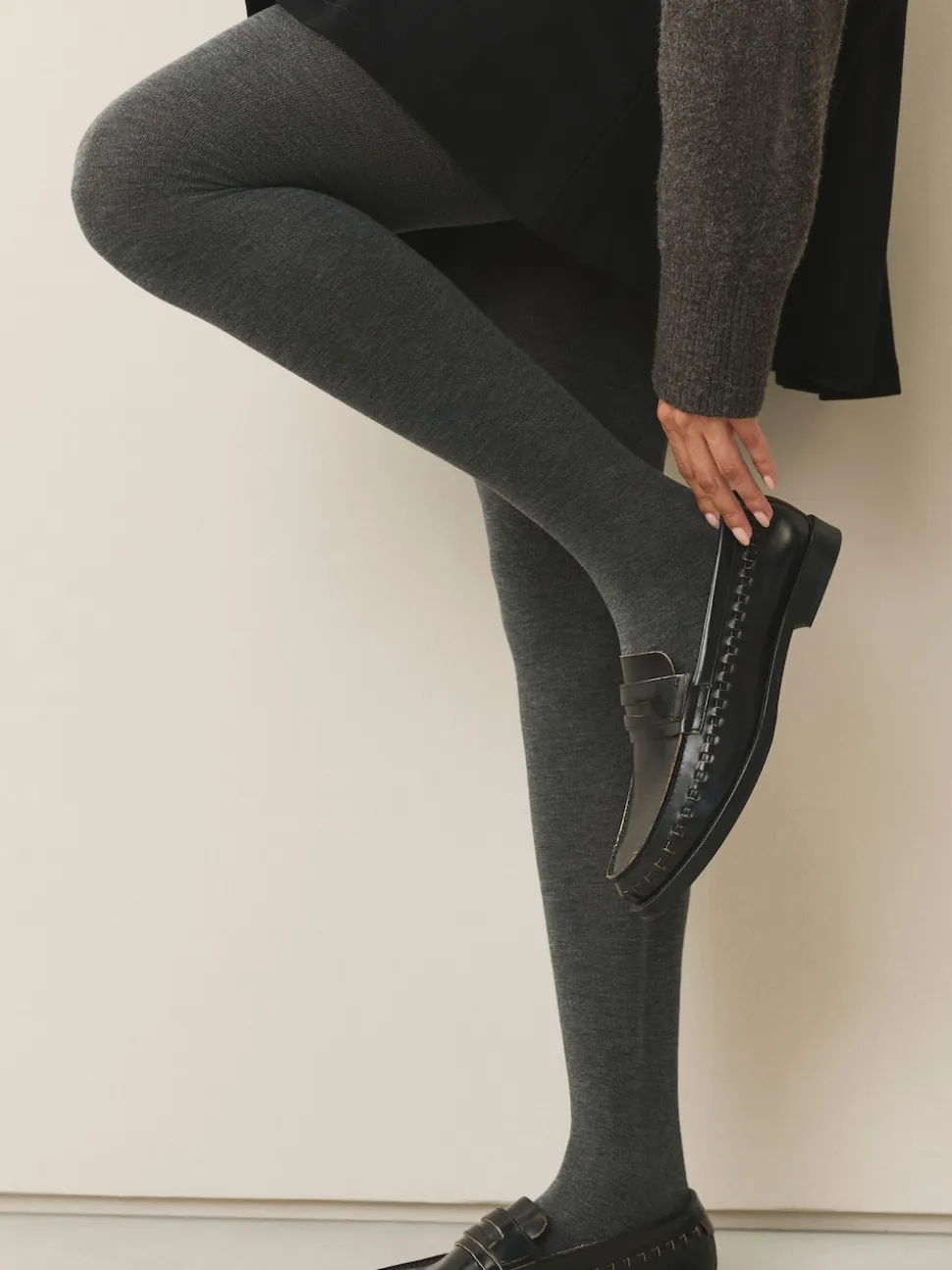 Grey Warm Handle Knitted Tights 2 Pack