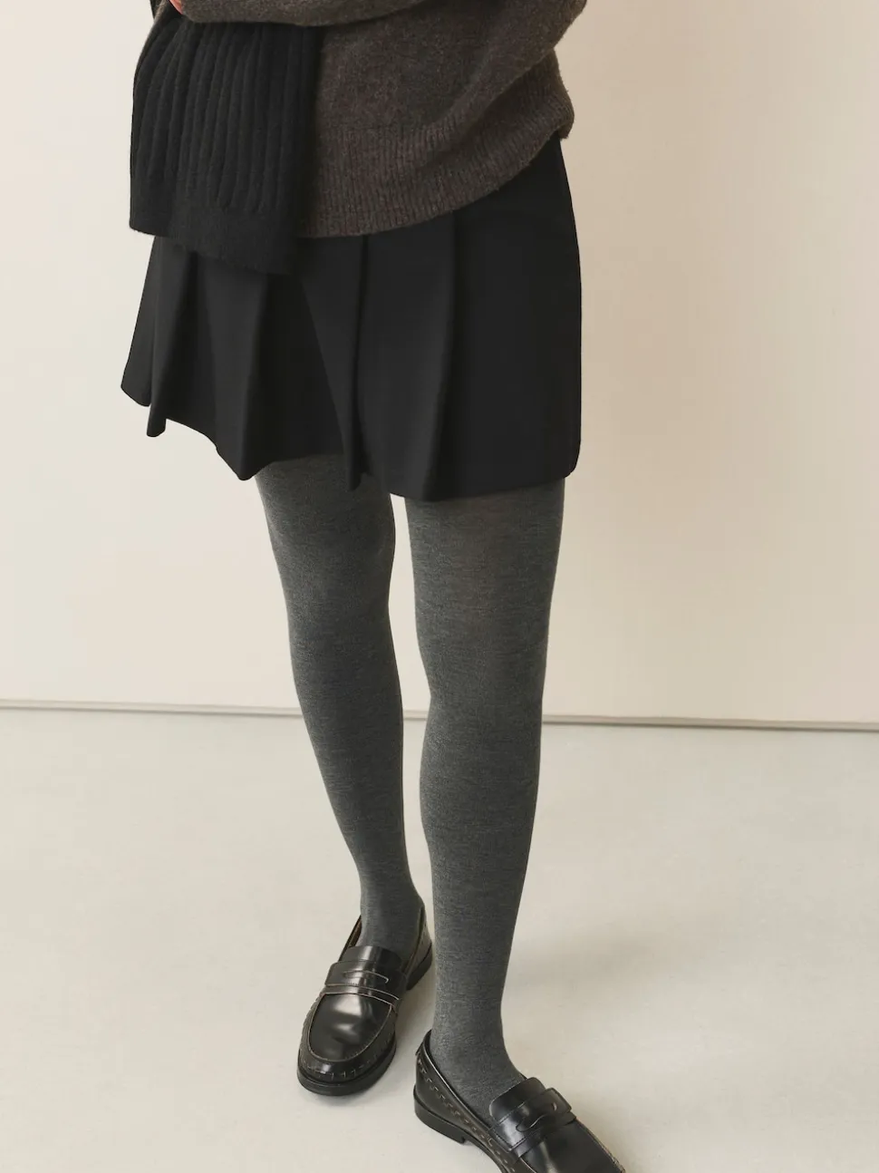 Grey Warm Handle Knitted Tights 2 Pack