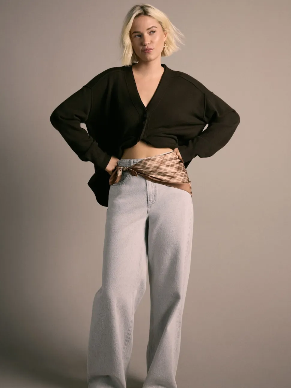Grey Wide Leg Jeans