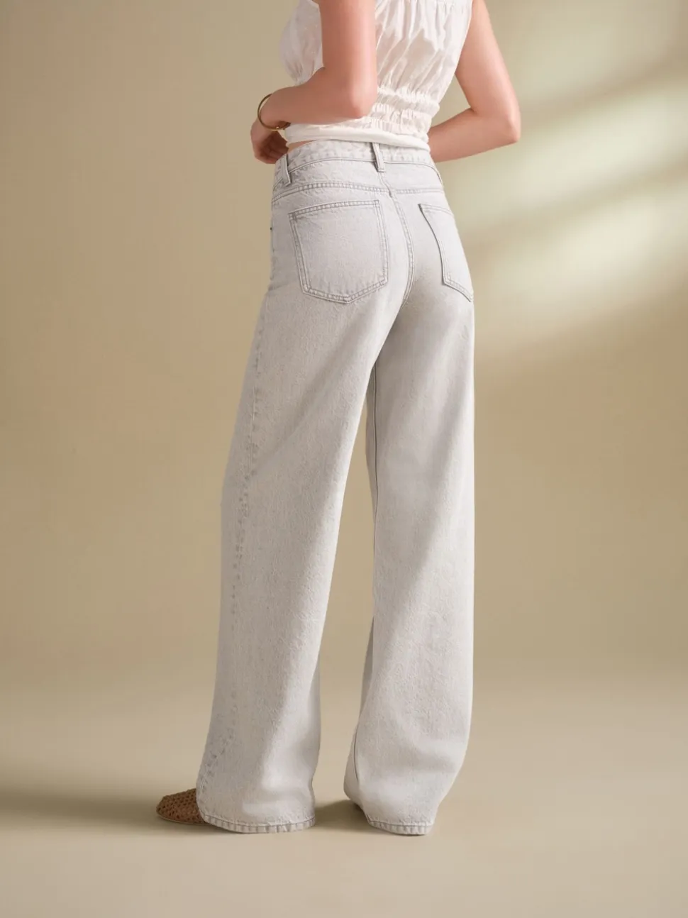 Grey Wide Leg Jeans