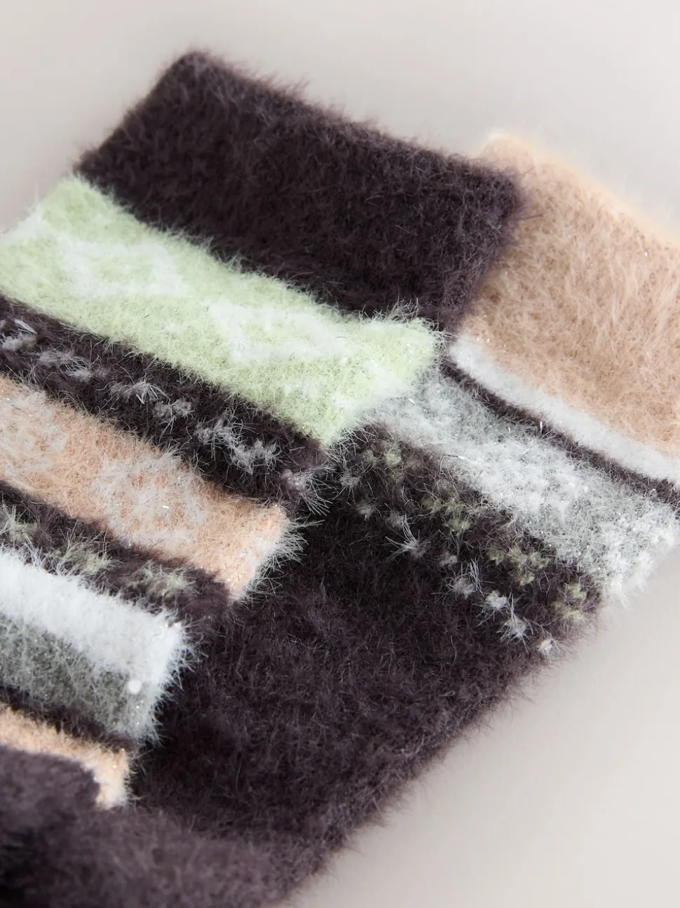 Grey/Pastel Fairisle Superhairy Cosy Socks 2 Pack