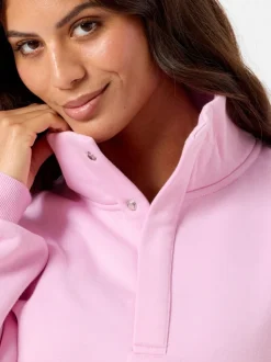 Gym + Coffee Pink Womens Snap Collar Sierra Sweatshirt