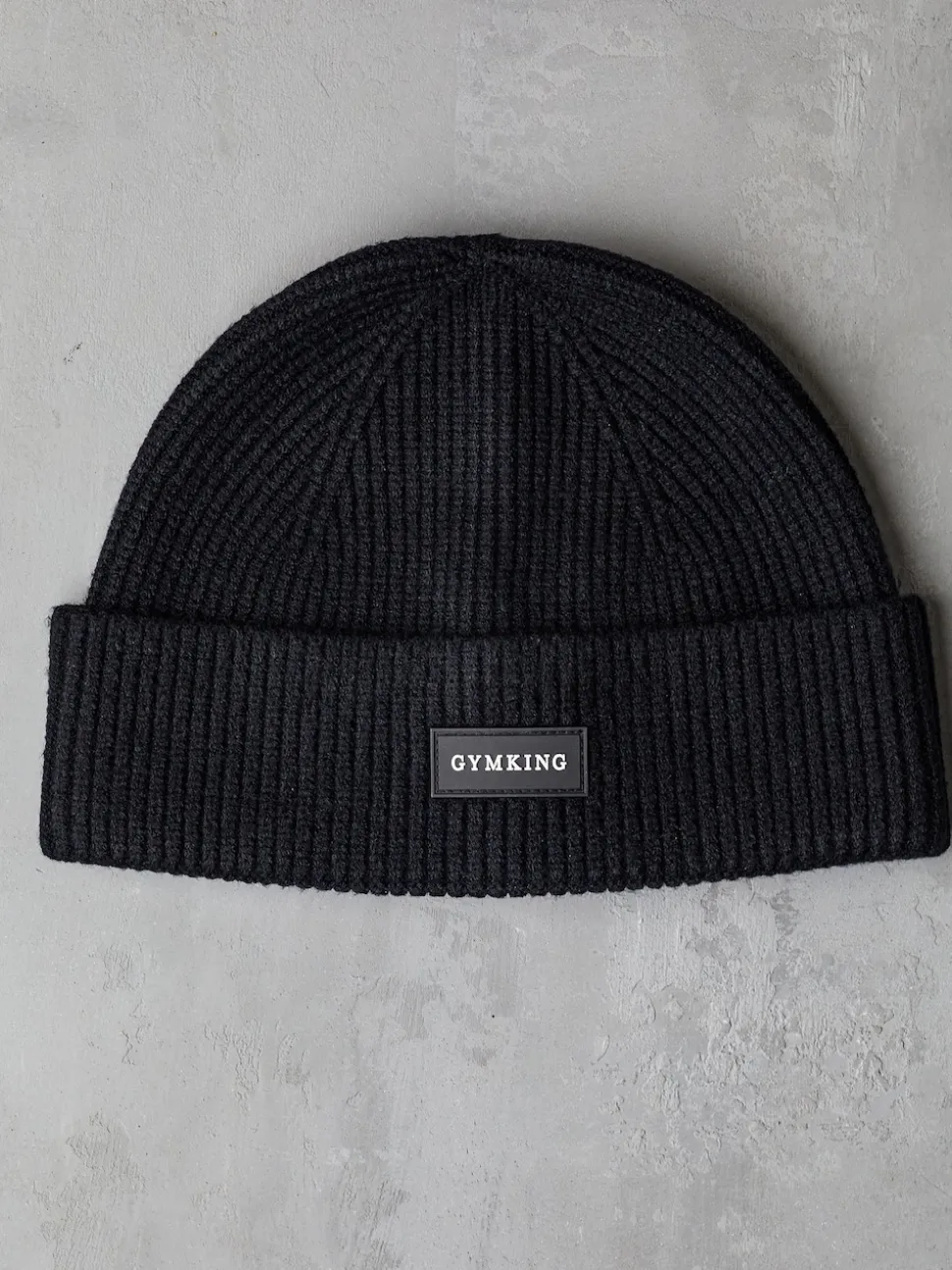 Gym King Black Rib Knit Beanie