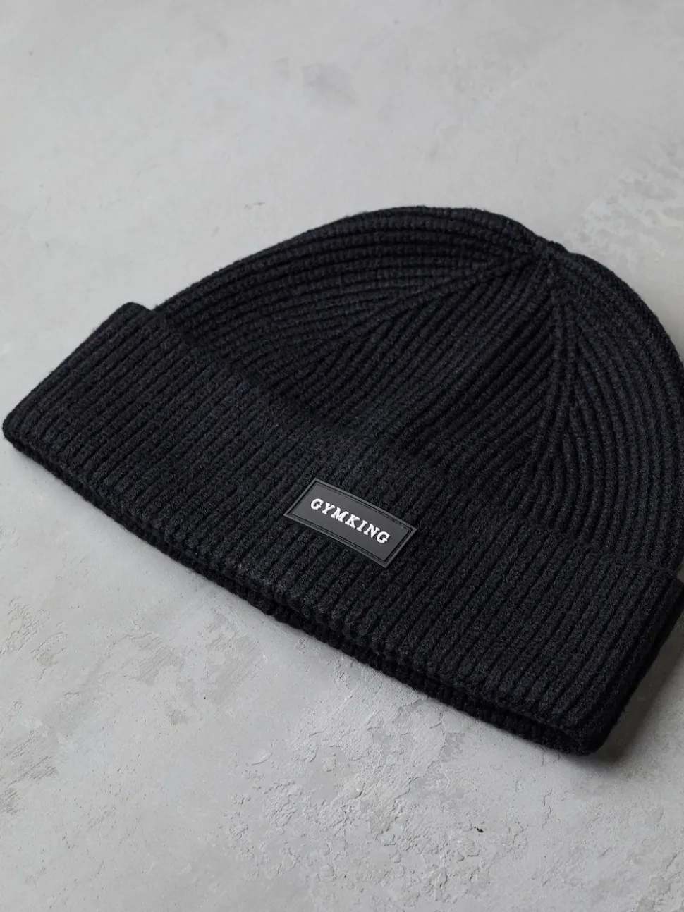 Gym King Black Rib Knit Beanie