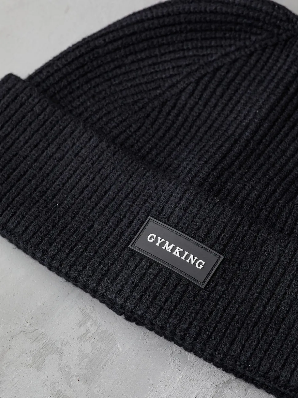 Gym King Black Rib Knit Beanie