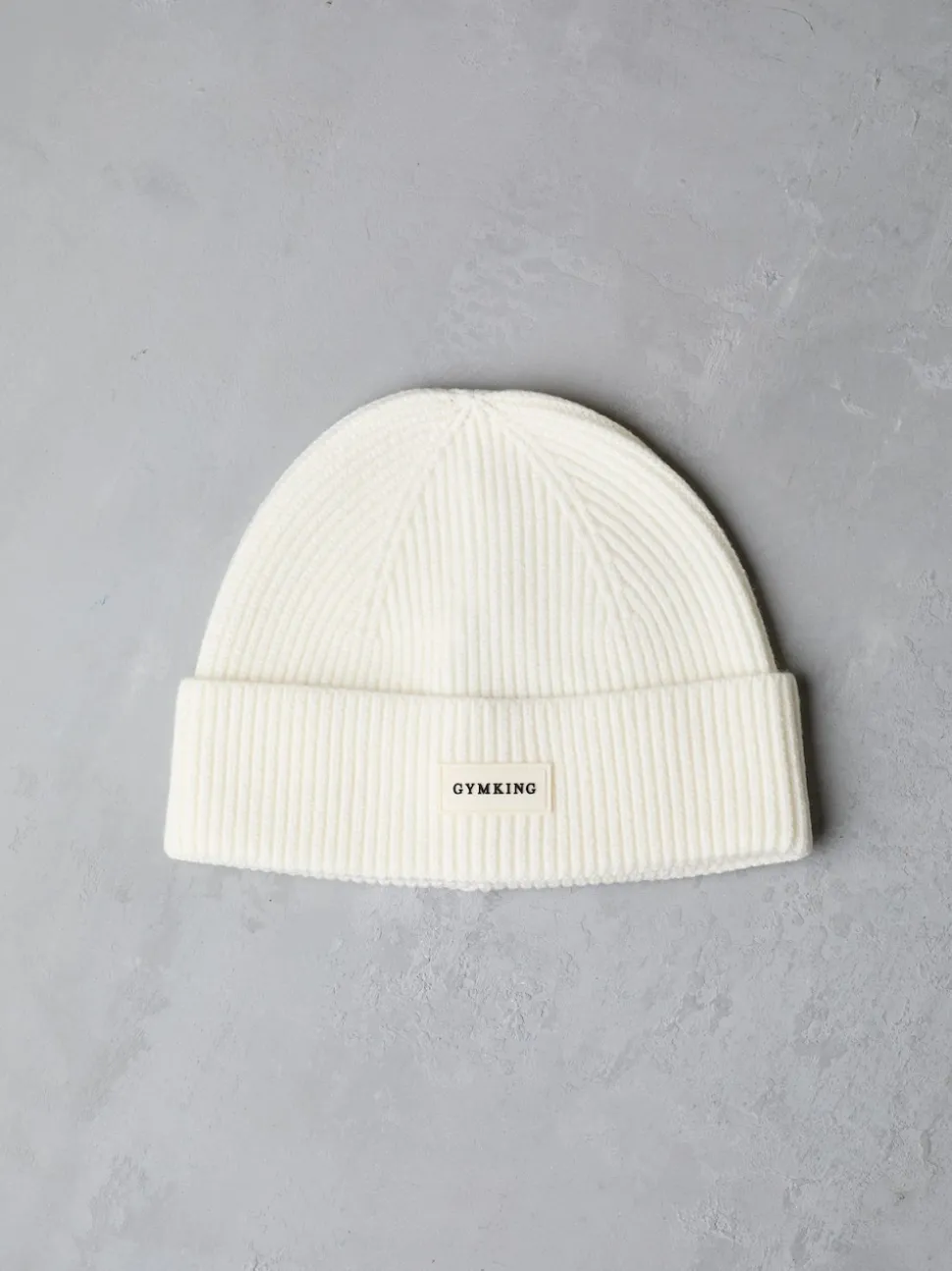 Gym King White Rib Knit Beanie