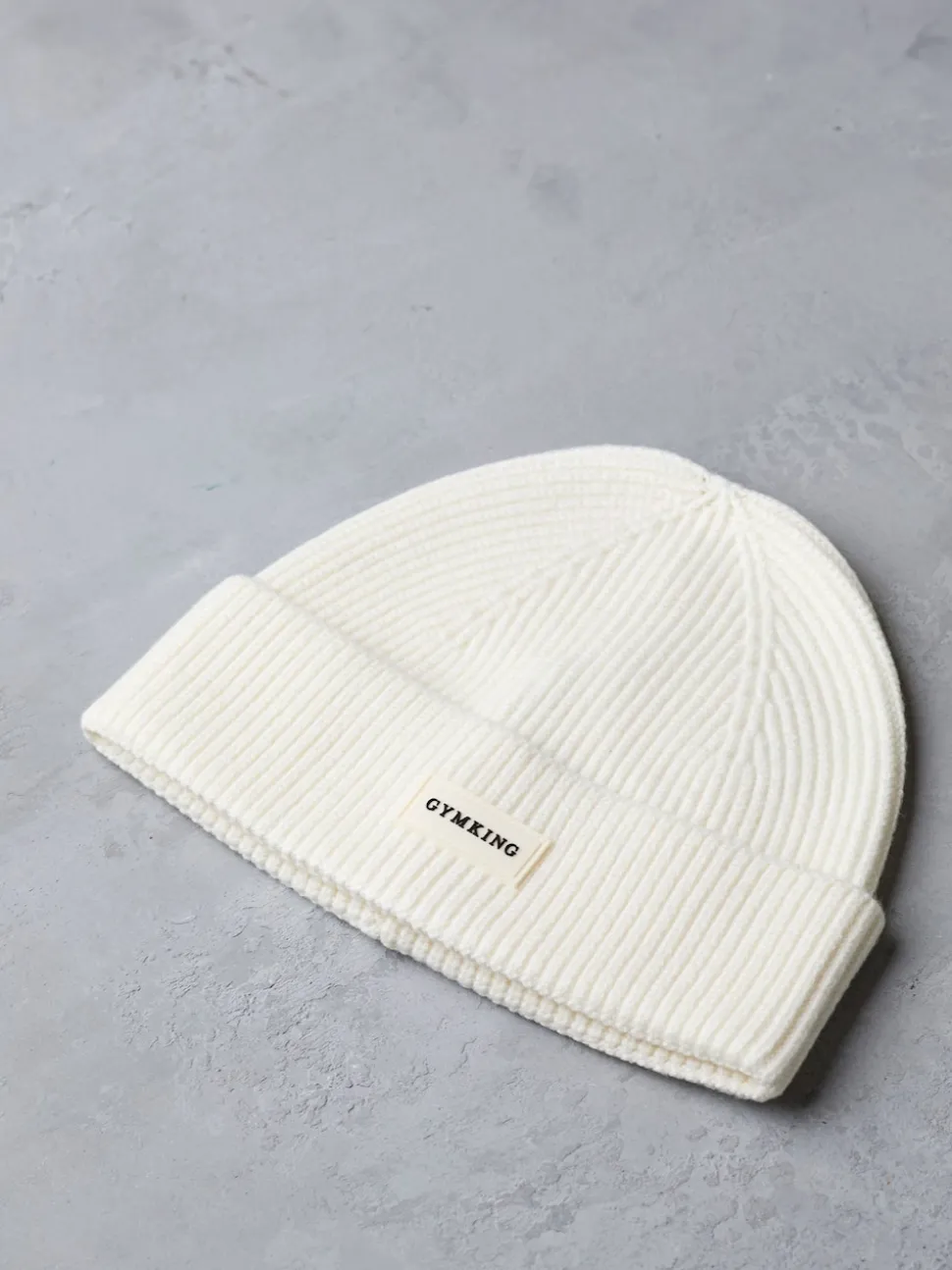 Gym King White Rib Knit Beanie