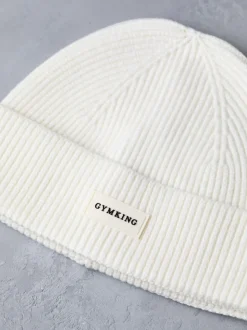 Gym King White Rib Knit Beanie
