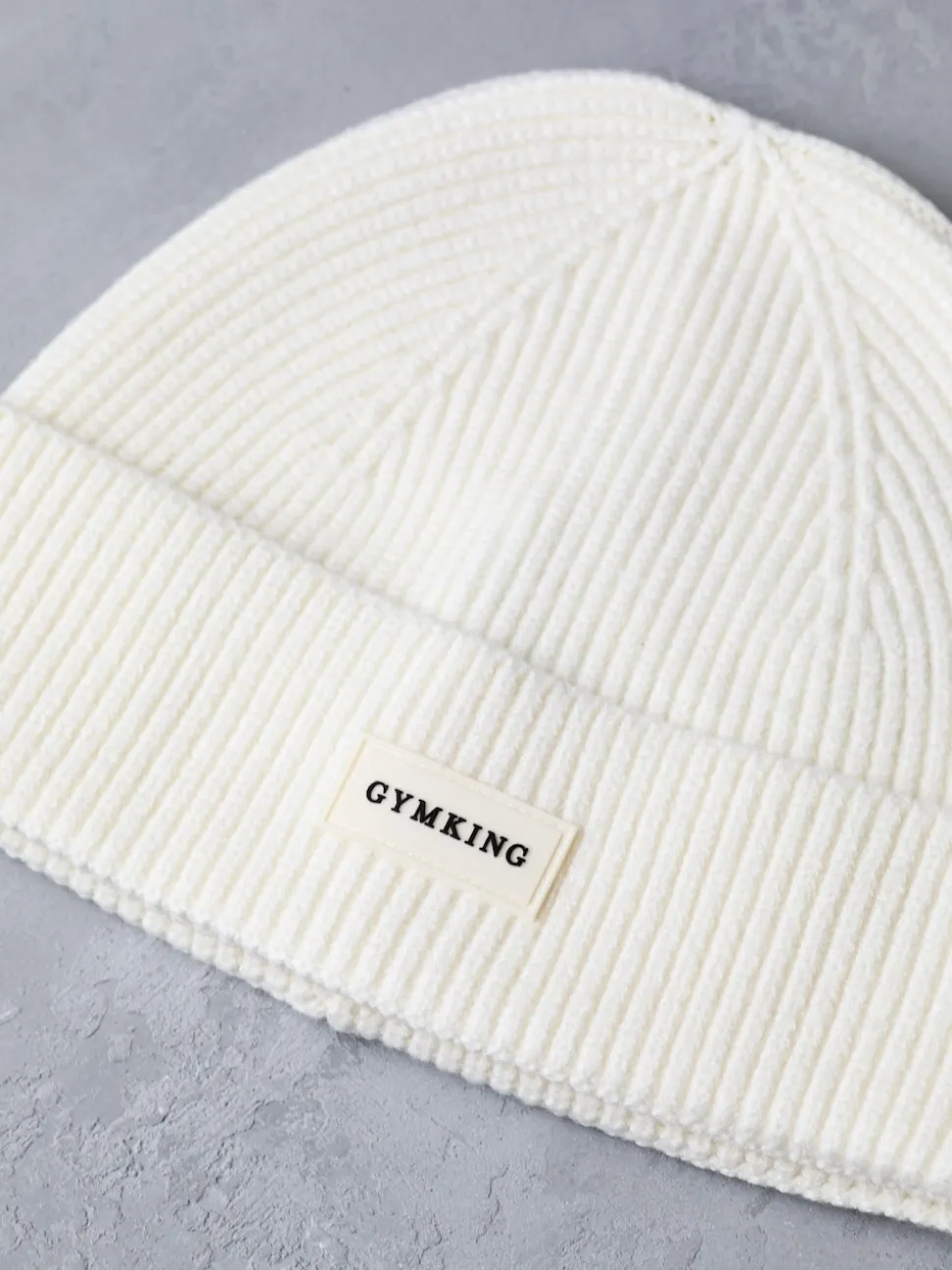 Gym King White Rib Knit Beanie