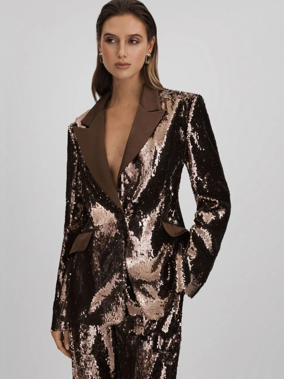 Halston Tailored Sequin Single Breasted Blazer