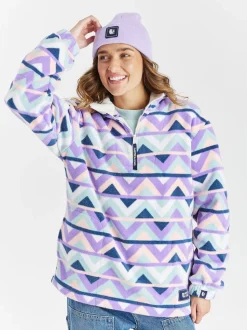 Harper & Lewis Cream & Navy Raver Retro Pattern Quarter Zip Fleece