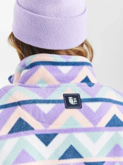 Harper & Lewis Cream & Navy Raver Retro Pattern Quarter Zip Fleece