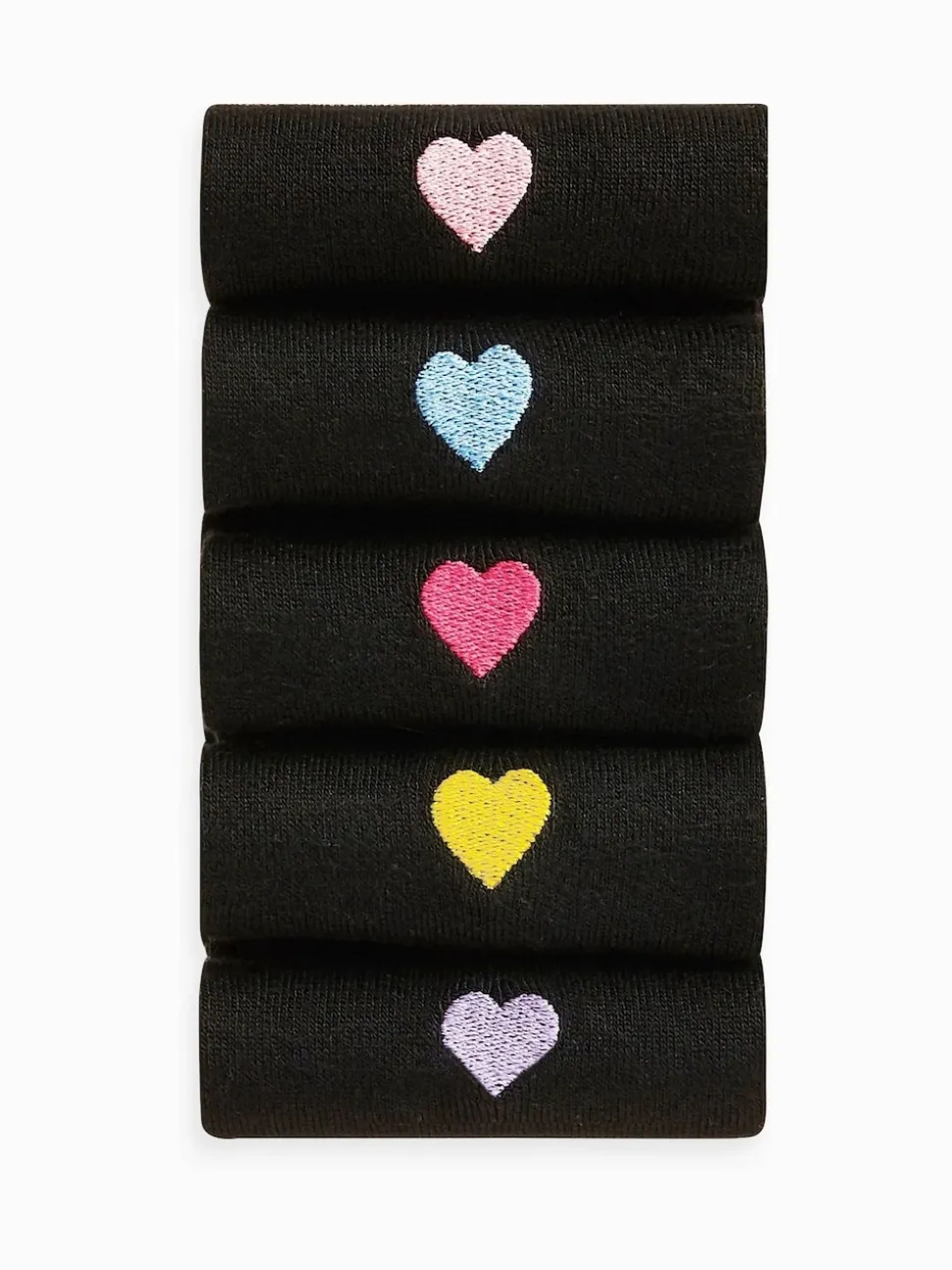 Heart Embroidered Motif Ankle Socks 5 Pack