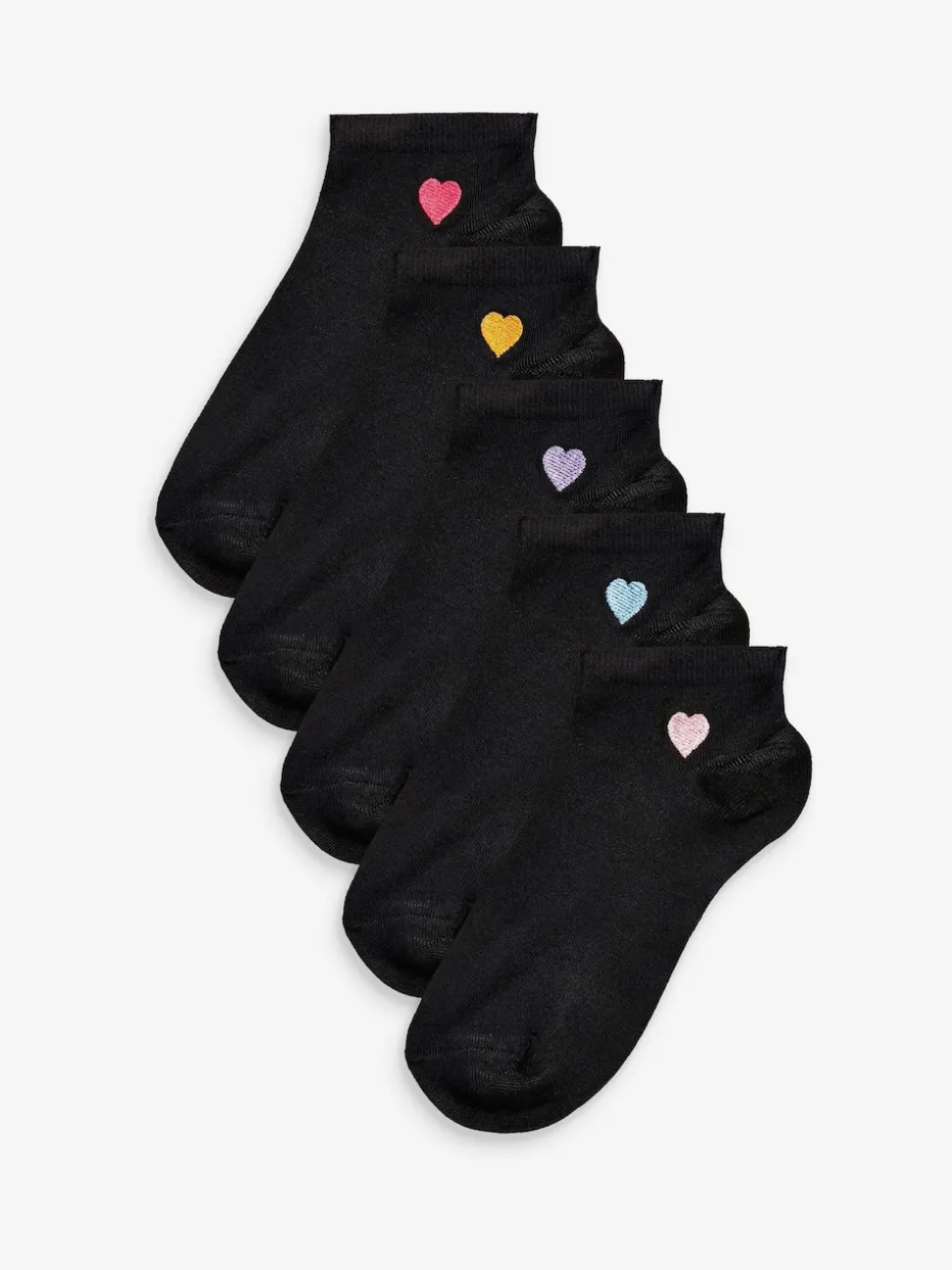 Heart Motif Trainer Socks 5 Pack