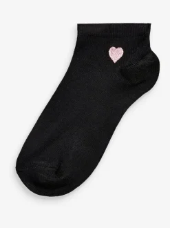 Heart Motif Trainer Socks 5 Pack