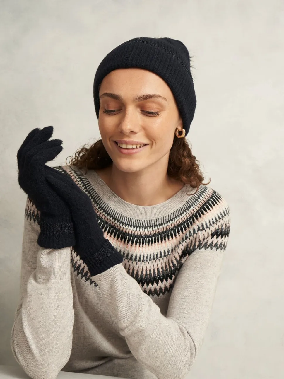 Hobbs Black Carys Knit Hat