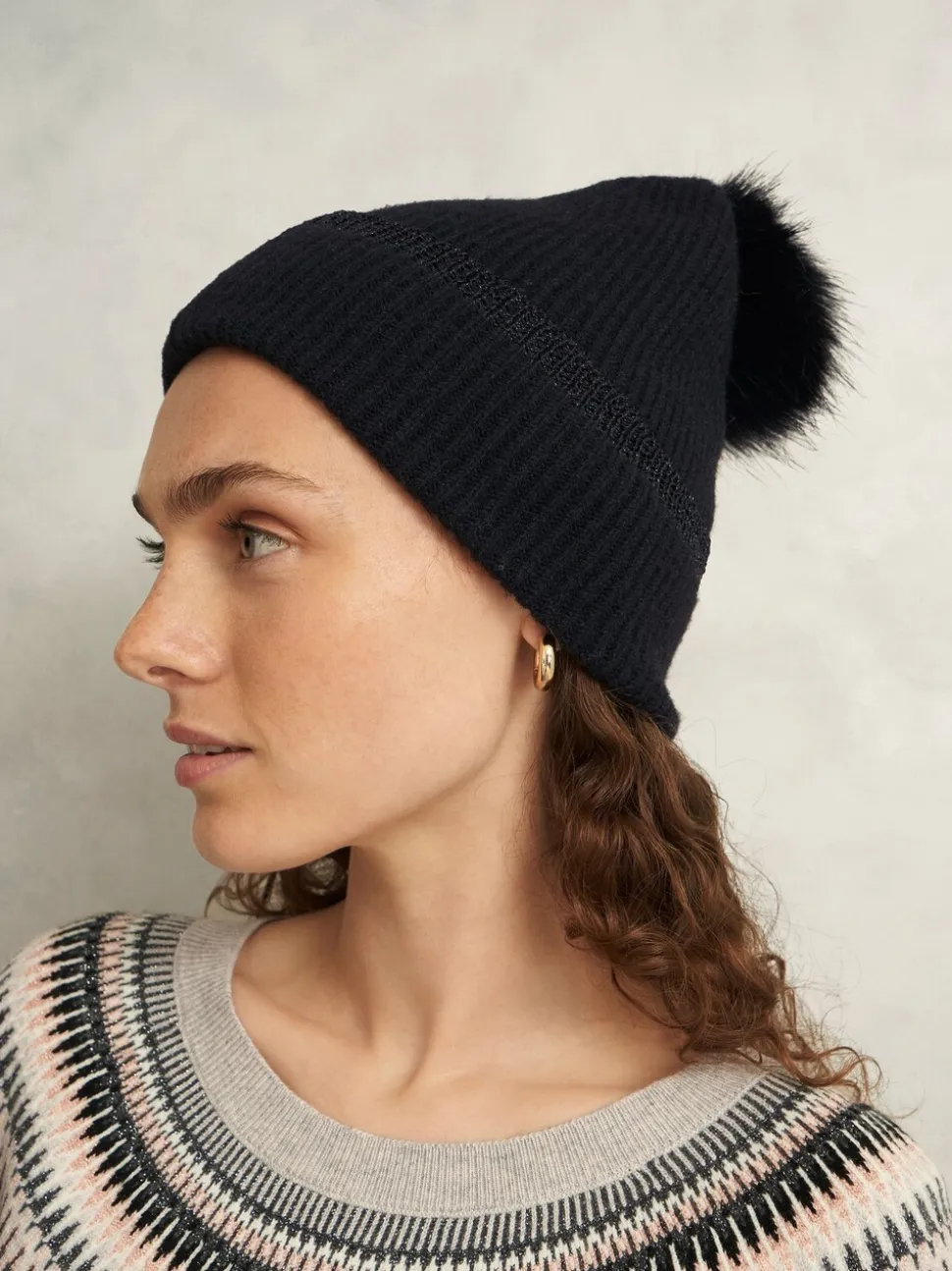 Hobbs Black Carys Knit Hat