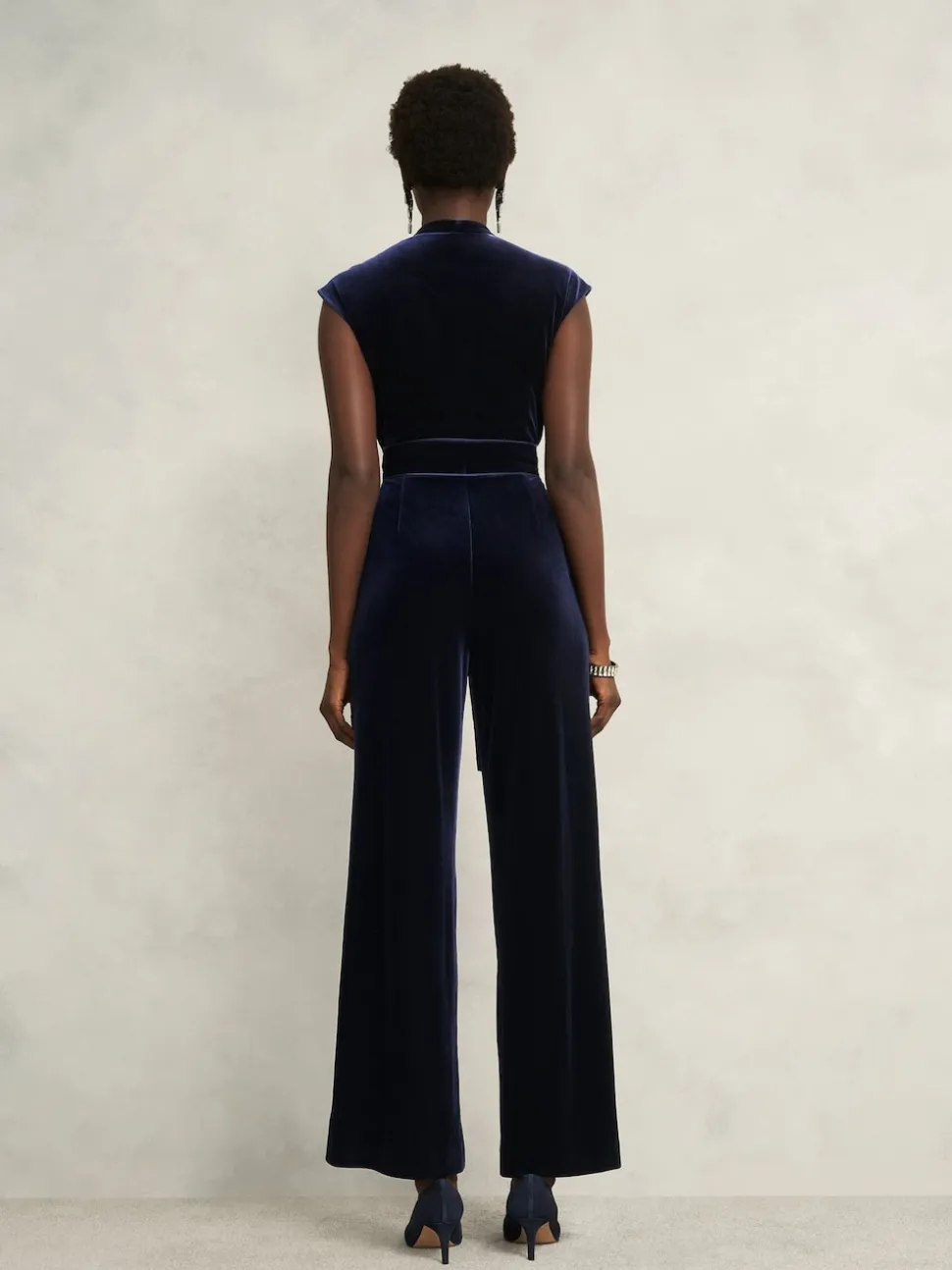 Hobbs Blue Olive Velvet Jumpsuit