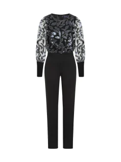 Hot Squash Blue Ponte Jumpsuit with Blouson Sleeves
