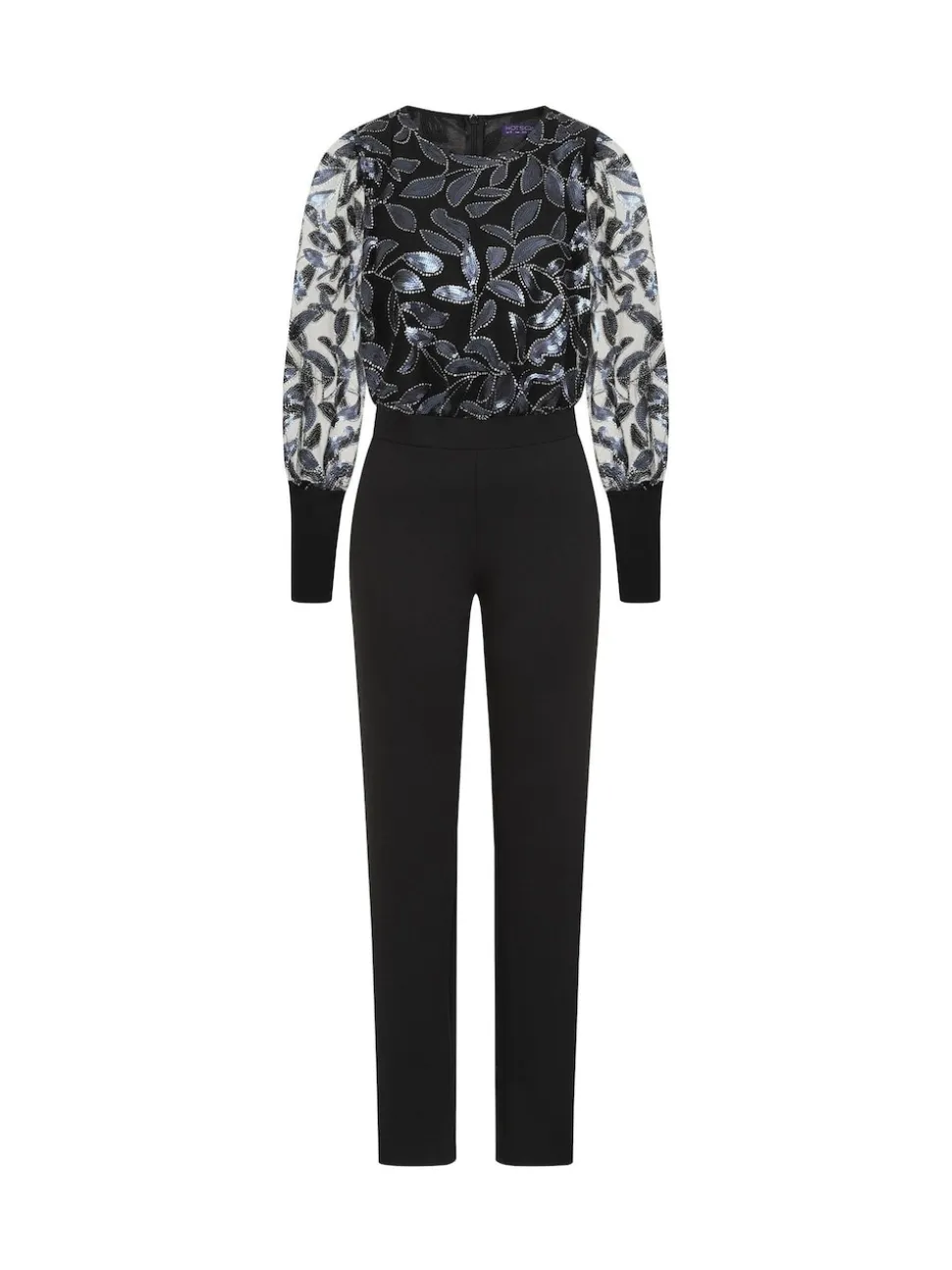 Hot Squash Blue Ponte Jumpsuit with Blouson Sleeves
