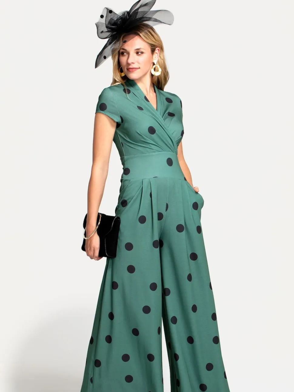 Hot Squash Green Jersey Wide Leg Jumpsuit