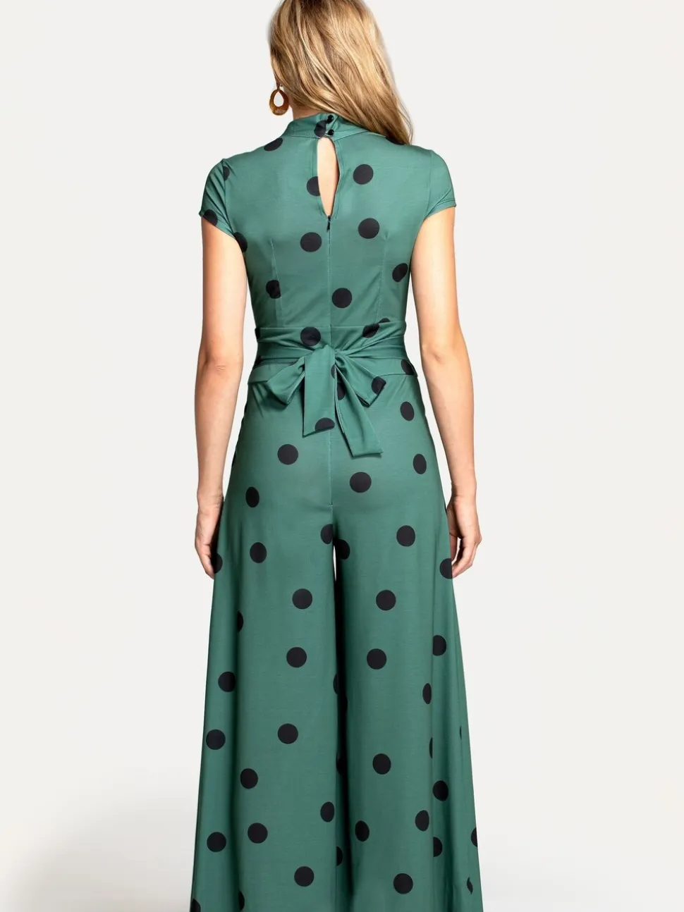 Hot Squash Green Jersey Wide Leg Jumpsuit