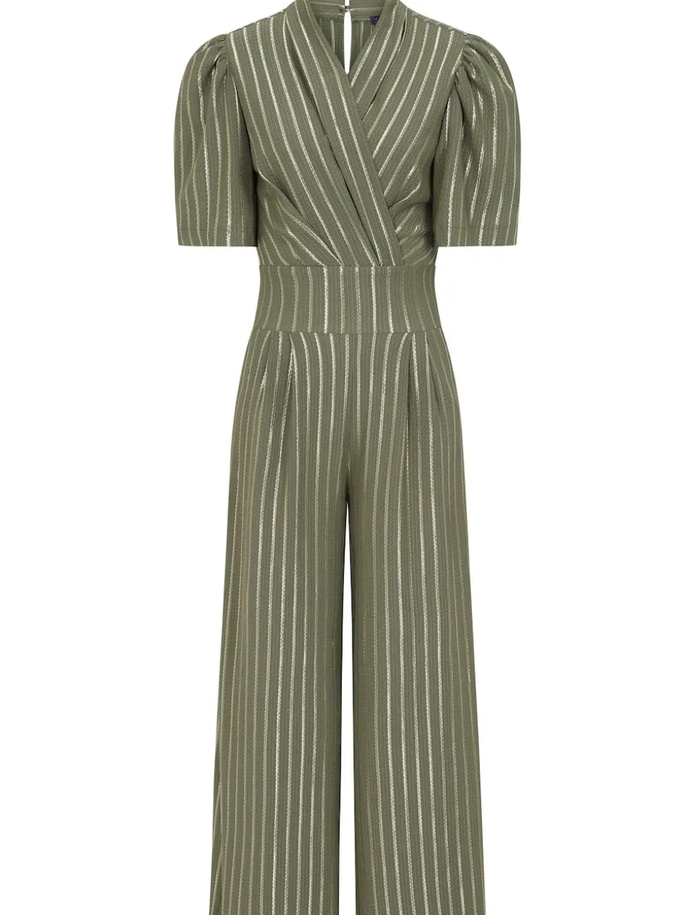 Hot Squash Green Wide Leg Gold Stripe Jumpsuit