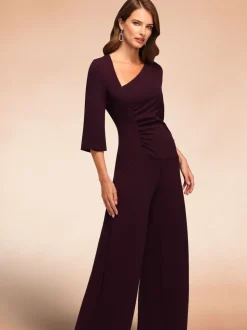 Hot Squash Ruched Jumpsuit with Sleeves