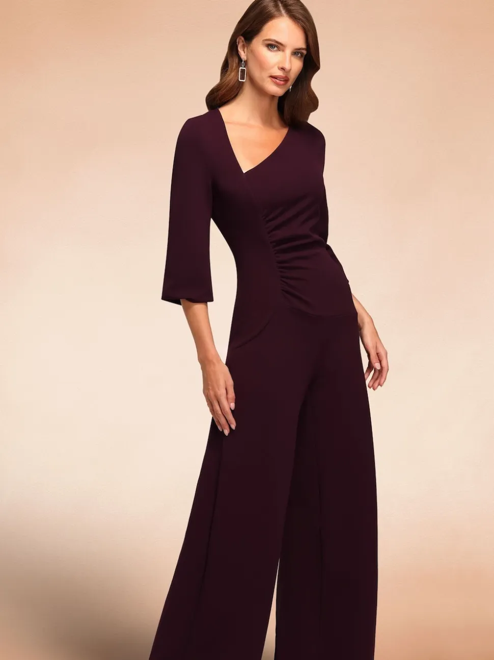 Hot Squash Ruched Jumpsuit with Sleeves