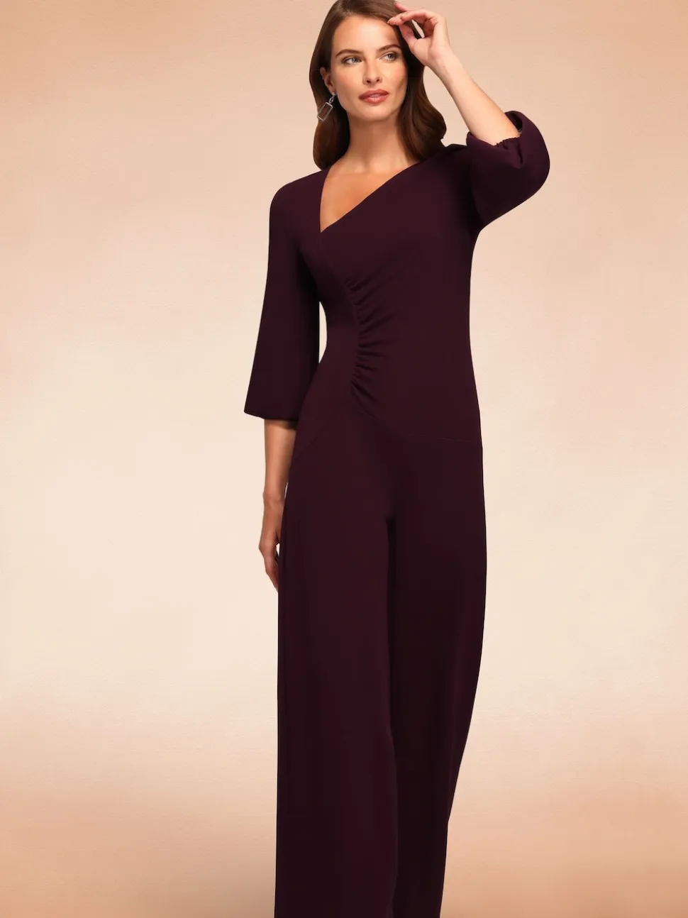 Hot Squash Ruched Jumpsuit with Sleeves