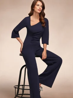Hot Squash Ruched Jumpsuit with Sleeves