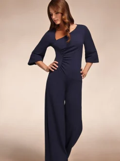 Hot Squash Ruched Jumpsuit with Sleeves