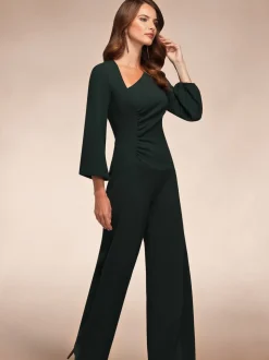 Hot Squash Ruched Jumpsuit with Sleeves