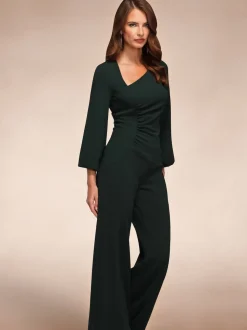Hot Squash Ruched Jumpsuit with Sleeves