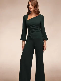 Hot Squash Ruched Jumpsuit with Sleeves