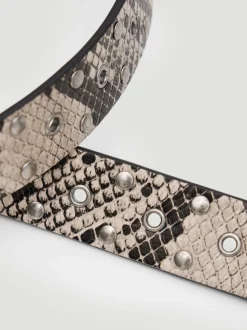 Hush Animal Print Leather Studded Eyelet Belt