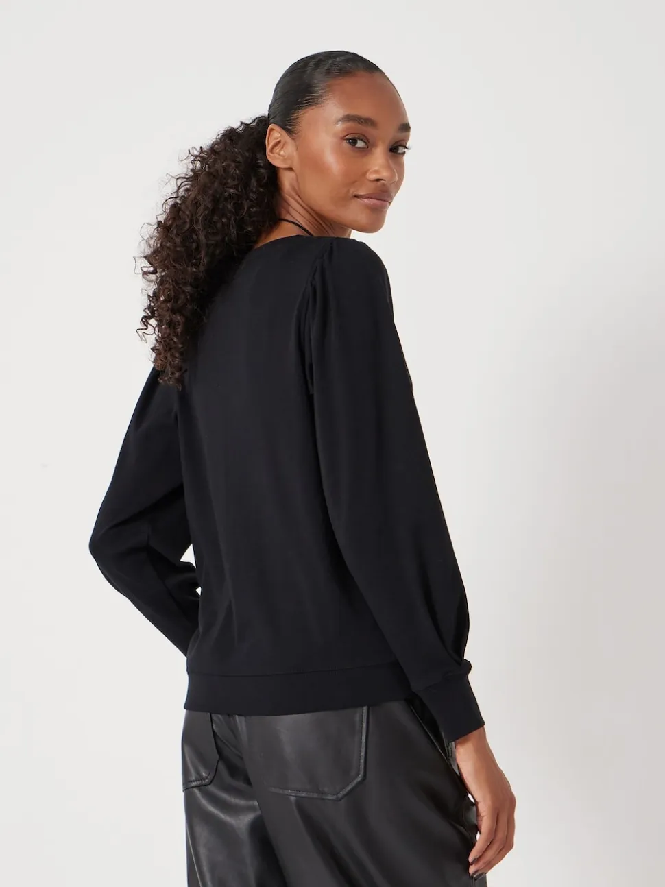 Hush Black Emily Puff Sleeve Jersey Top